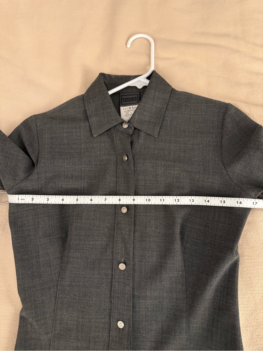 Versace Women’s Dark Gray Tailored Buttondown long sleeve shirt size small - Picture 12 of 13